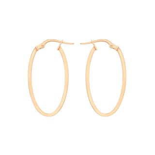 9K Rose Gold Oval Hoop Creole Earrings