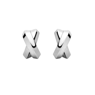 9K White Gold Crossover 'Kiss' Stud Earrings
