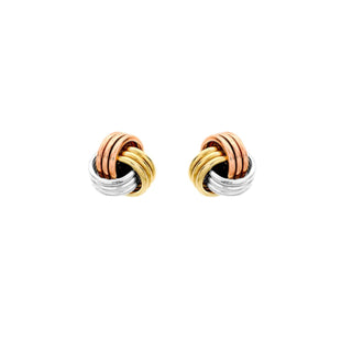 9K 3-Colour Gold 5mm Knot Stud Earrings