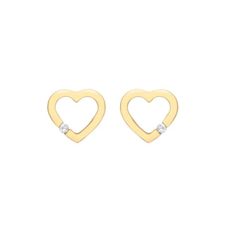9K Yellow Gold 0.07ct Diamond Heart Stud Earrings